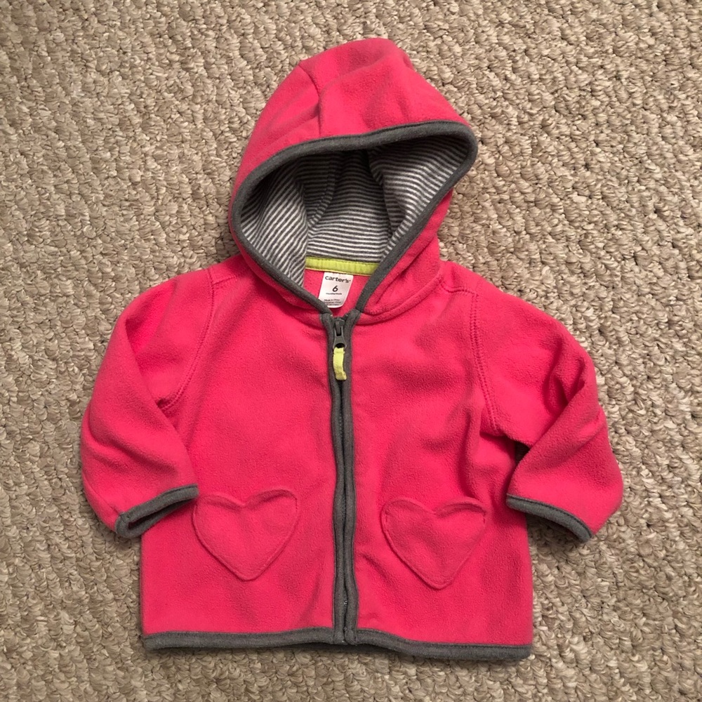 Carters Baby Girl Pink Hooded ZIP-Up Fleece